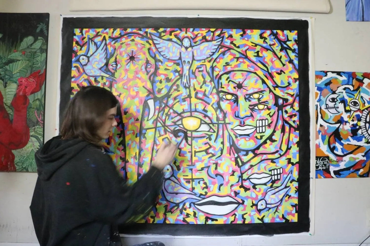 Extra Large Wall Art // Abstract Oversized Wall Art - Psychedelic Wildlife Painting // Acrylic on Canvas // Pop Surrealism Art 141x122cm My Store