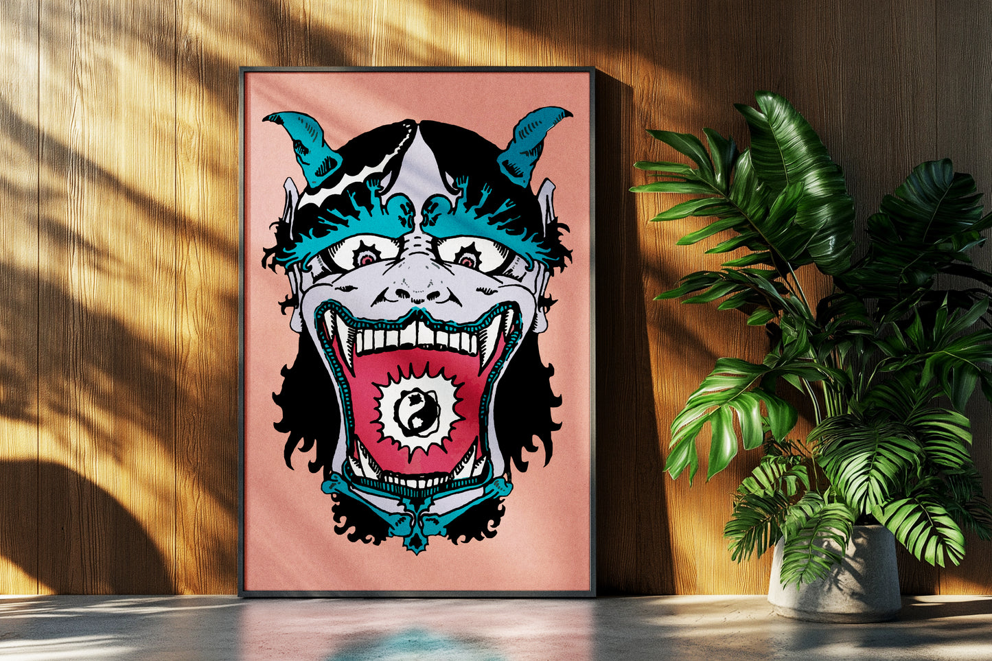 "Demon Head" Premium Framed Art Print (Purple & Red)