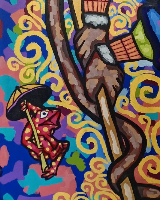 Monkey King Painting "Sun Wukong" Original Art by Ben Gilden acrylic paint on canvas Tall Painting 85 × 144 cm / Home Decore / Acrylic Sheet Ben Gilden