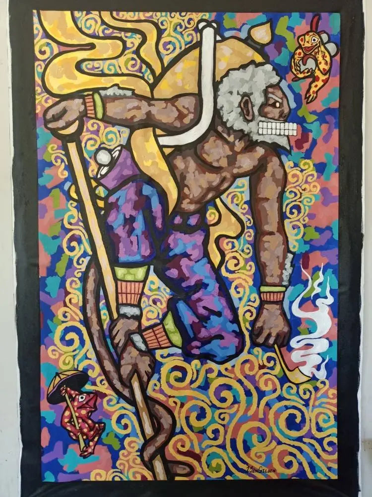 Monkey King Painting "Sun Wukong" Original Art by Ben Gilden acrylic paint on canvas Tall Painting 85 × 144 cm / Home Decore / Acrylic Sheet Ben Gilden