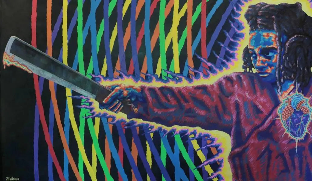 Original Abstract Painting "Army of one" Art by Ben Gilden acrylic paint on canvas 84 × 143.5 cm My Store