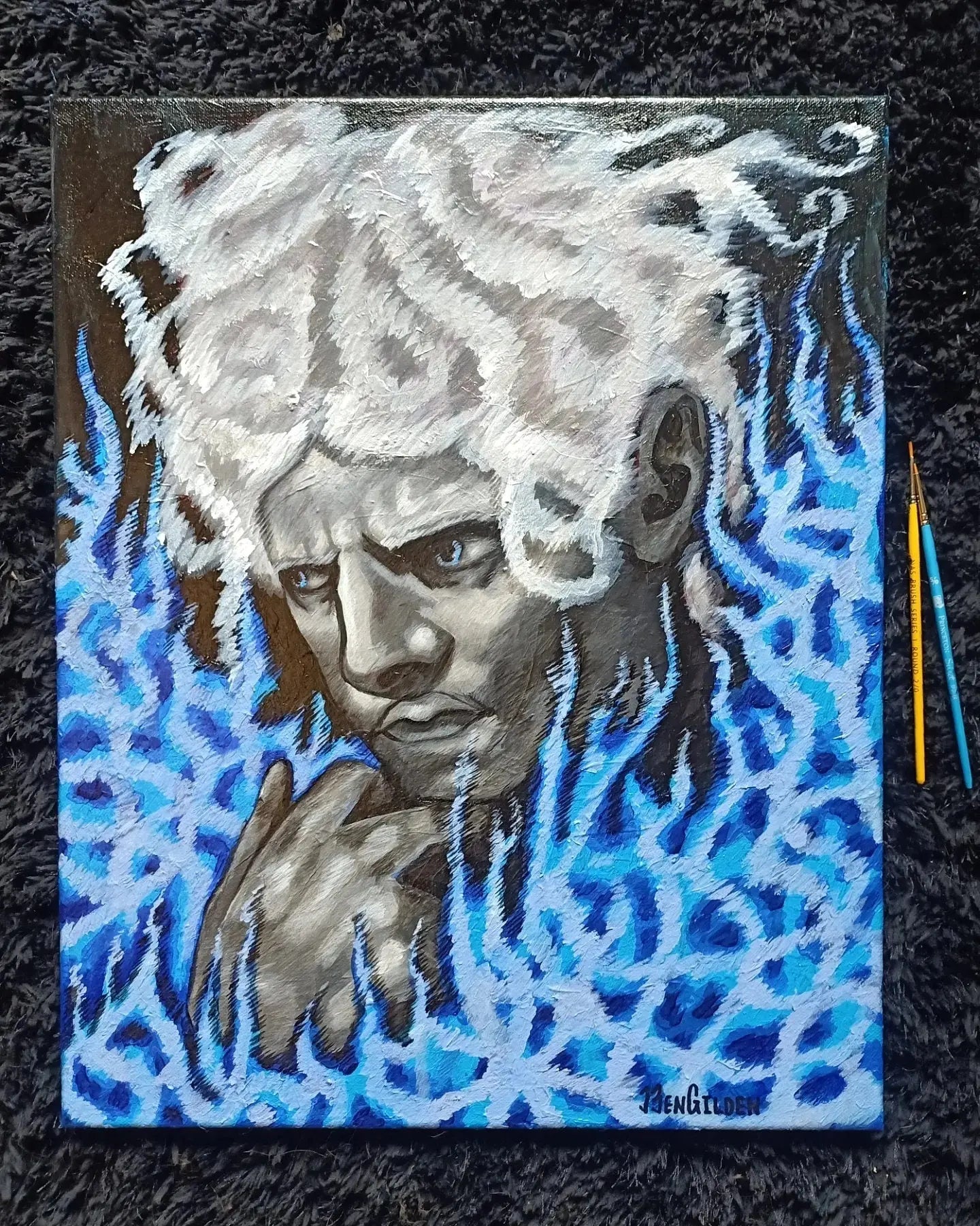 Original abstract painting "Rumination" Art by Ben Gilden acrylic paint on canvas 40 × 50 cm Ben Gilden