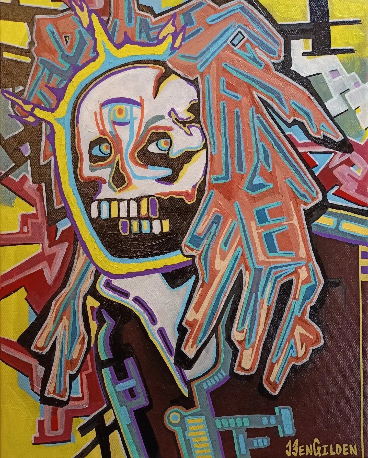 Original abstract painting "lions mane" Art by Ben Gilden acrylic paint on canvas 40 × 50 cm My Store