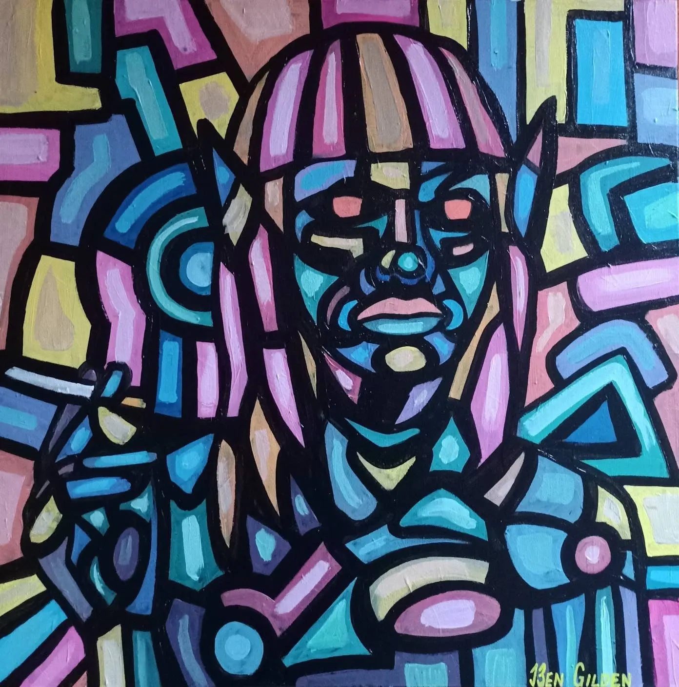 Original painting "Elf" by Artist Ben Gilden acrylic on canvas 60×60 cm Ben Gilden